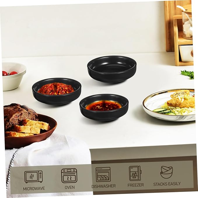 STOBAZA Set of 6 Japanese Style Ceramic Plates Bread Dipping Bowls Asian Chinese Appetizer Dishes for Sushi Sauce Snacks