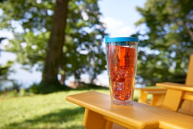 Tervis Clear & Colorful Lidded Made in USA Double Walled Insulated Tumbler Travel Cup Keeps Drinks Cold & Hot, 24oz, White Lid