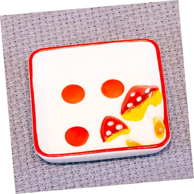 PRETYZOOM 2Pcs Mushroom Ceramic Dipping Bowls Japanese Style Seasoning Dish for Soy Sauce Condiments and Appetizers Kitchen Supply