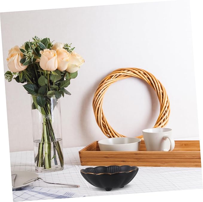 Healifty 1pc Ceramic Sauce Dish Rim Appetizer Plate for Dipping Sauces for Catering and Restaurants Easy to Clean Frosted Bottom for Stability