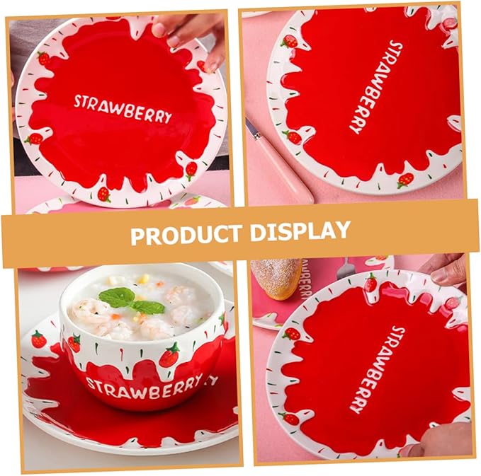 Multifunctional Strawberry Decor Plate Kitchen Ceramic Plate Dinnerware Decorative