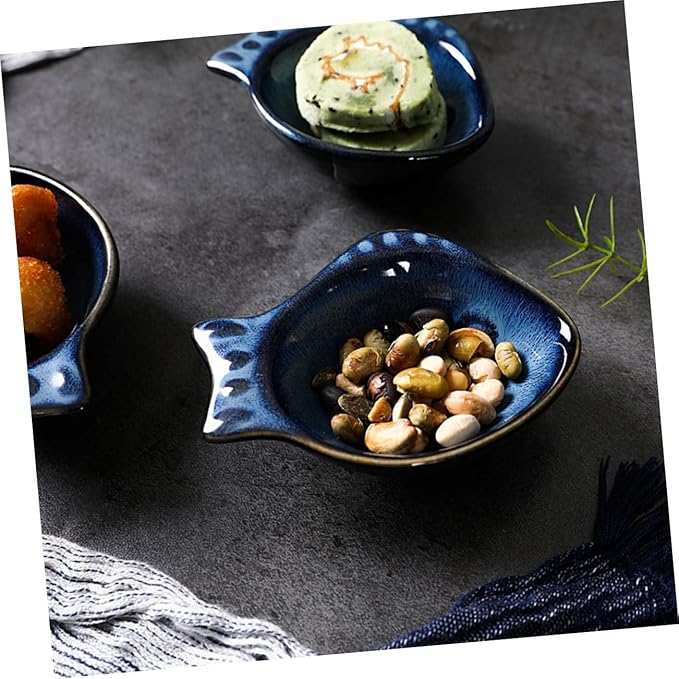 2pcs Ceramic Saucer Flatware Tray Plates Dipping Sauce Bowl Ceramic Dip Dish Side Dish Tableware Appetizer Plate Utensil Tray Sushi Making Kit Wasabi Spices Ceramics Mini, Blue