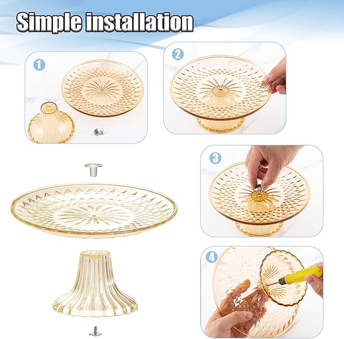 Plastic Cake Stand, 3 Pack Clear Cake Stands Tall Cake Stand,Cake Display Stand for Wedding, Event, Party, Cake Holder for Cupcake Dessert Pizza