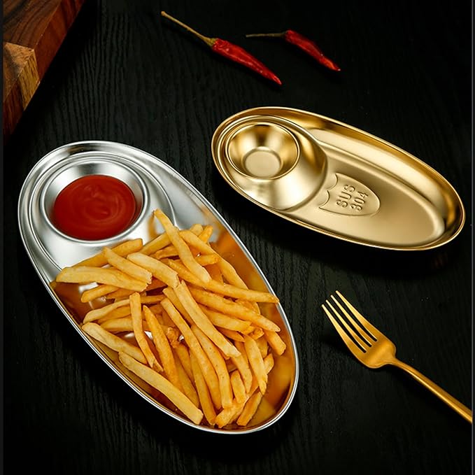 Hapivida 2Pcs Small Chip and Dip Bowl, Divided Platter Tray Serving Dish Dumpling Plate Reusable Divided Snack Serving Dishe