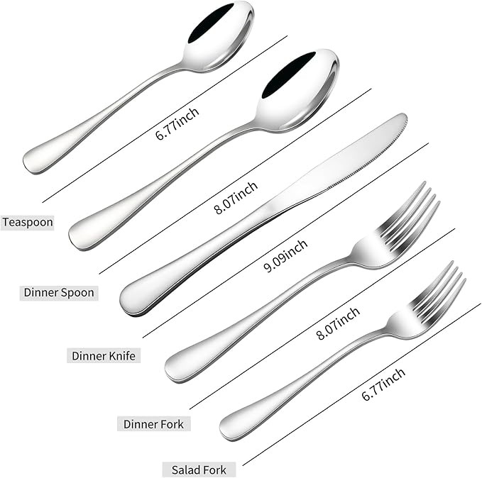 40-Piece Silverware Set, CXJY Stainless Steel Flatware Cutlery Set Service for 8, Utensils Include Knife Fork Spoon, Mirror Polished, Dishwasher Safe