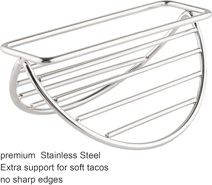 YellRin Taco Holders Stand Stainless Steel Taco Rack Tray Stand Up Holder Kitchen Set for Tortillas, Burritos, Parties & Restaurants (Taco Holder)