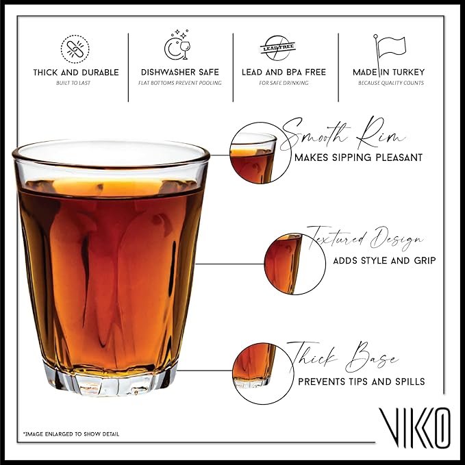 Vikko 3.75 Ounce Shot Glasses, Set of 12 Small Liquor and Spirit Glasses, Durable Tequila Bar Glasses For Alcohol and Espresso Shots, 12 Piece Large Shooter Glass Set