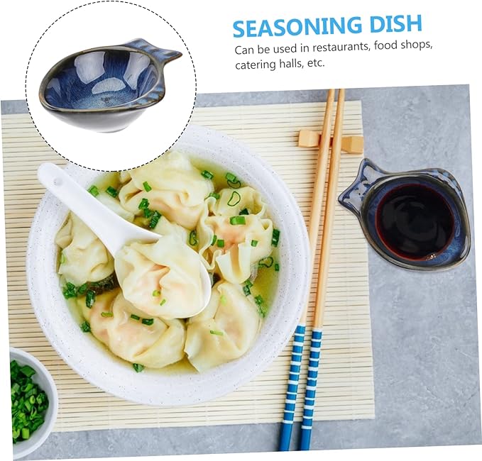 Fish Shaped Ceramic Flavor Dish Blue Appetizer Plate for Dipping Sauces Versatile Serving Bowl for Condiments Fruits Nuts for Home Picnics Restaurants