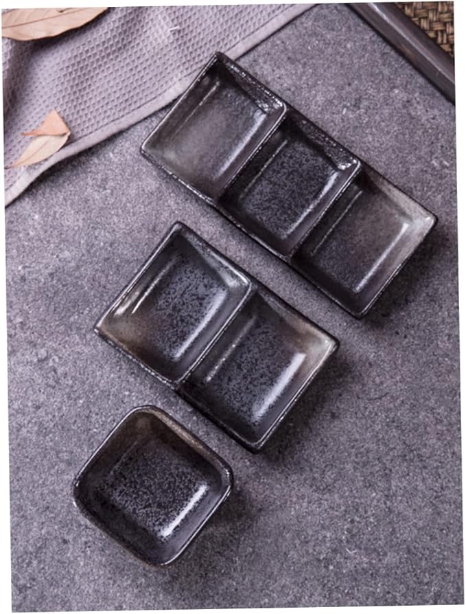 2pcs Ceramic Sauce Dishes Square Flavor Dish Versatile Condiment Bowls for Dipping Sauce Appetizer Plates for Home and Restaurant Use