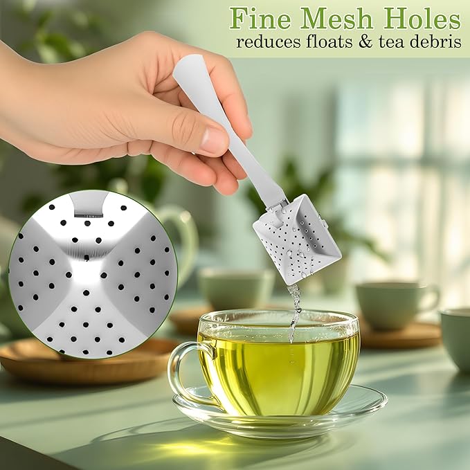 2PCS Stainless Steel Tea Infuser Filter, Fine Mesh Tea Interval Diffuser Strainer Creative Square Tea Holder Steeper with Long Handle for Teawear Accessories Father's Day Gift,Silver