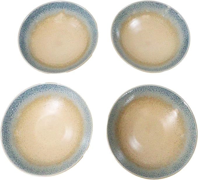 Ebros Gift Artistic Blue River Ao Nagashi Collection Dinnerware Serveware Kitchenware Set Asian Japanese Restaurant Supply (Pack Of 4 Large Ramen Soup Dinner Bowl 36oz)