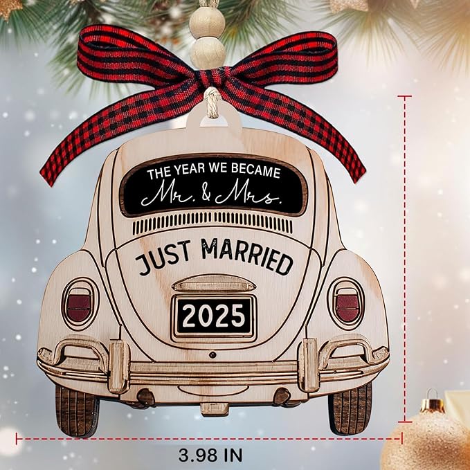 Wedding Gifts - Wooden Hanging Ornament 2025 - Mr and Mrs Gifts - Wedding Gift for Couples 2025, Bride, Future Mr and Mrs - Bridal Shower Bride Gift Ideas for Her, Just Married Couple