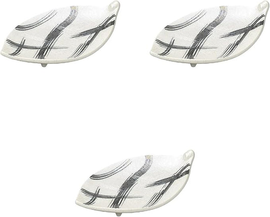 Set of 3 Sumi Luster Leaves Appetizer Plate, 8.9 x 5.3 x 2.0 inches (22.5 x 13.5 x 5 cm) | Deformed Plate (Medium) Setomonohonpo
