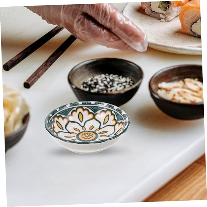 PRETYZOOM Elegant Ceramic Soy Sauce Plate Versatile Condiment Bowl Sushi Dipping Side Dish Serving Appetizer Plate