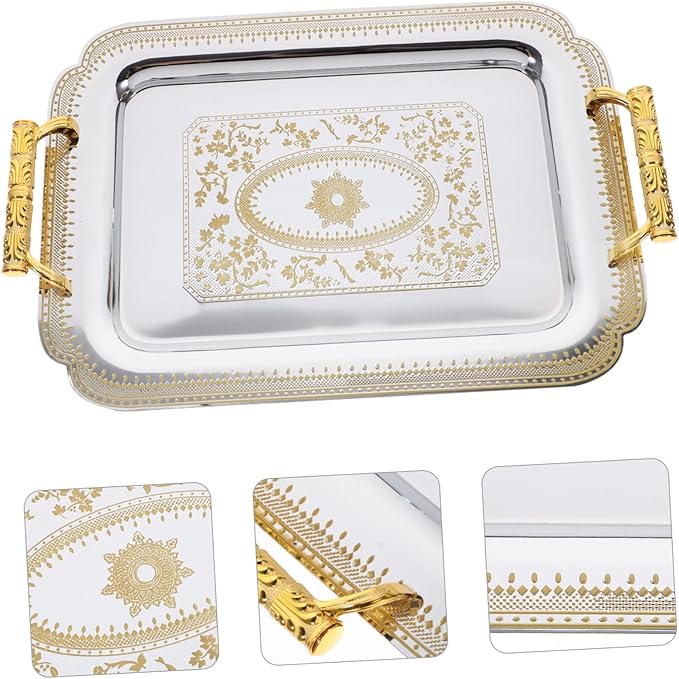 Retro Silver Tray European Style Fruit Serving Tray Double Handle Made for Use