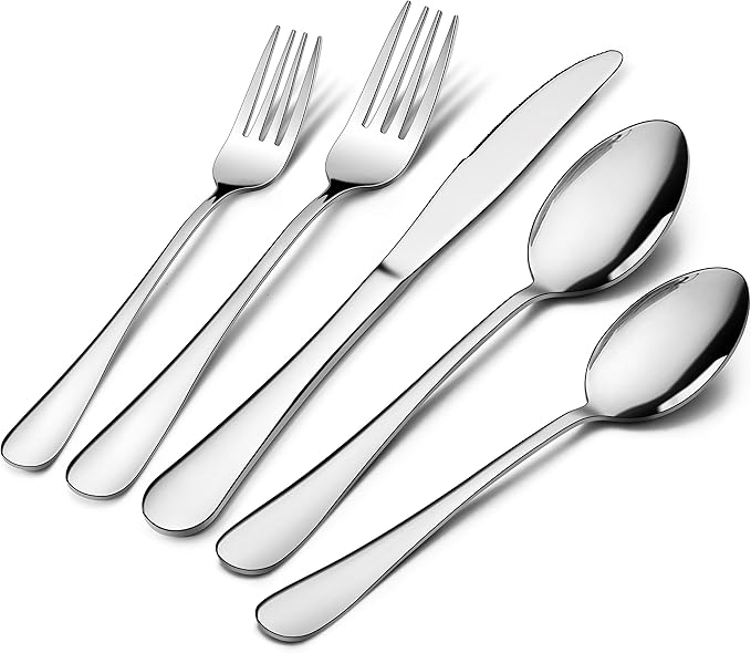 HaWare 60-Piece Silverware Set Service for 12, Stainless Steel Flatware Cutlery, Food-Grade Tableware Eating Utensil Set for Home Kitchen, Include Fork Knife Spoon, Mirror Polished, Dishwasher Safe
