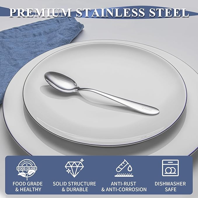 Personalized Teaspoons Set, 16-piece Custom Text Engraved Spoons Silverware, 18/0 Stainless Steel Dessert Spoons, Durable Small Spoon, 6.22 Inch Tea Spoon, Dishwasher Safe