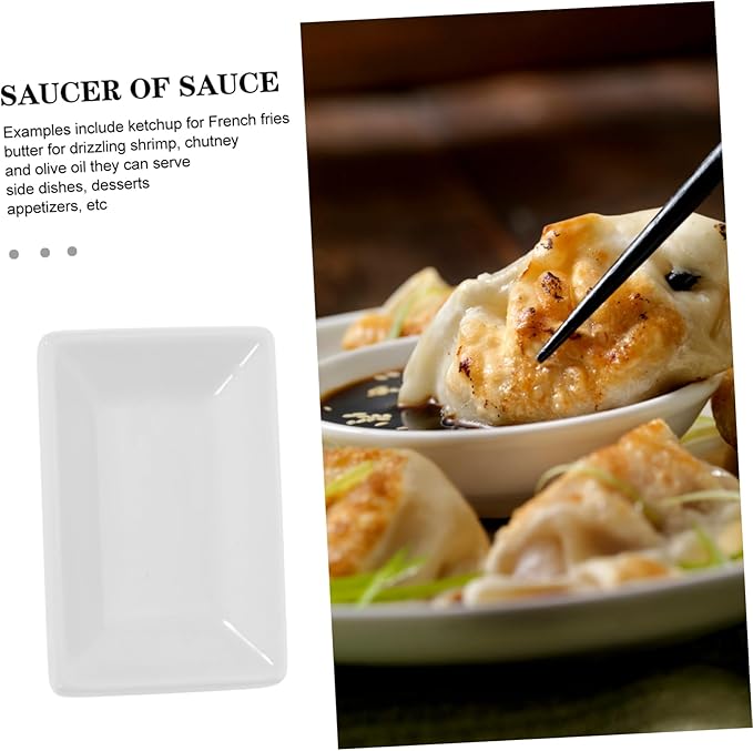 Ciieeo 6 Pcs Snack Dish Seasoning Dish Rectangular Small Rectangle Appetizer Plate with Condiment Soy Sauce Plate Condiment Serving Tray Snack Tray Appetizer Serving Dish White re-usable