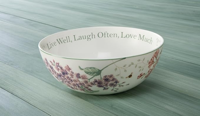 Lenox Butterfly Meadow "Live Well, Laugh Often, Love Much" Serving Bowl, White -
