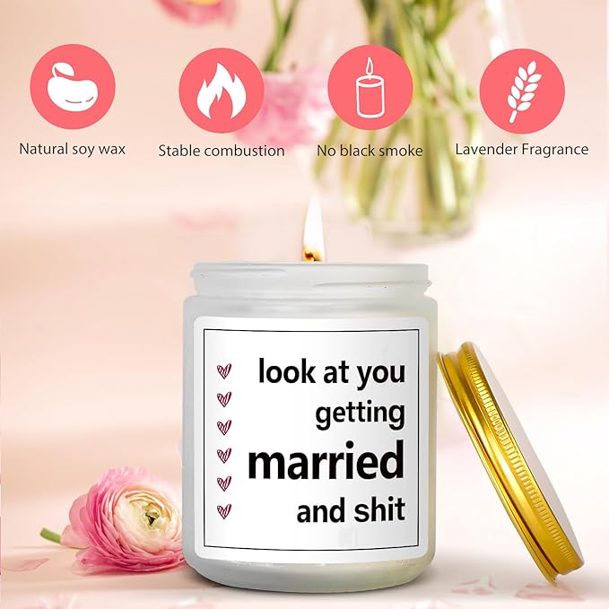 Funny Wedding Gifts for Bride - Lavender Scented Soy Wax Candle - 7 oz