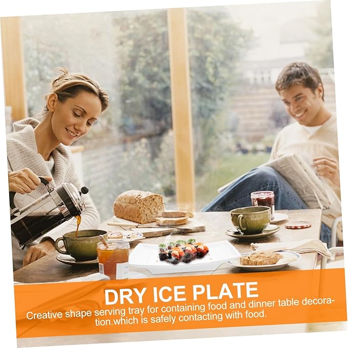 1Pc Dry Ice Food Plate Creative Serving Tray for Restaurants and Parties Design for Fresh Food Presentation