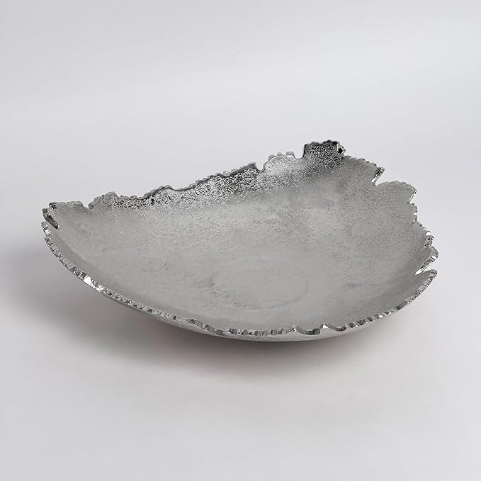 IHI est. 1986 Large 14 x 2.5 Silver Nickel Plated Aluminum Decorative Serving Tray - Elegant Ottoman Tray
