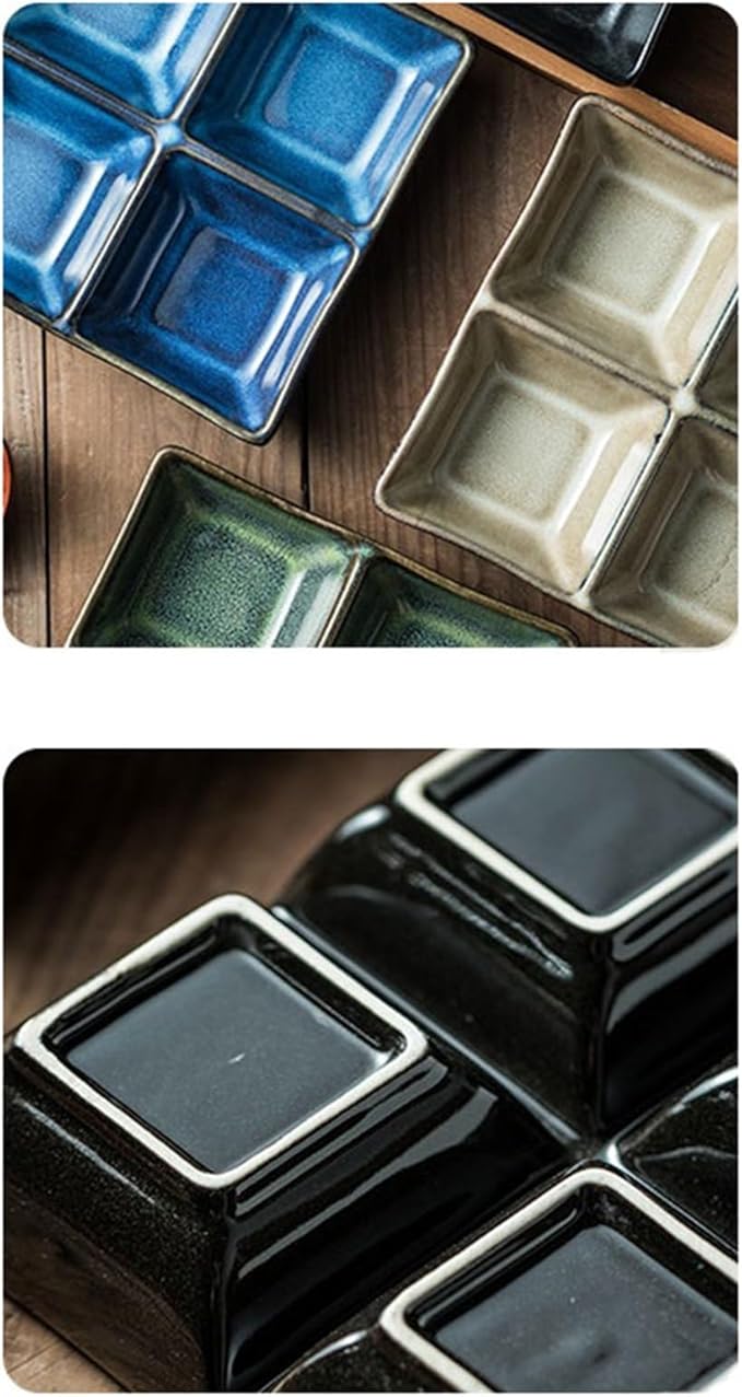Sauce Dish 1 Piece Multifunctional Compartmentalized Plate Ceramic Snacks Dessert Bowl Snack Plate Roasted Meat Seasoning Sauce Plate Snack Plate(A), ZCL2024