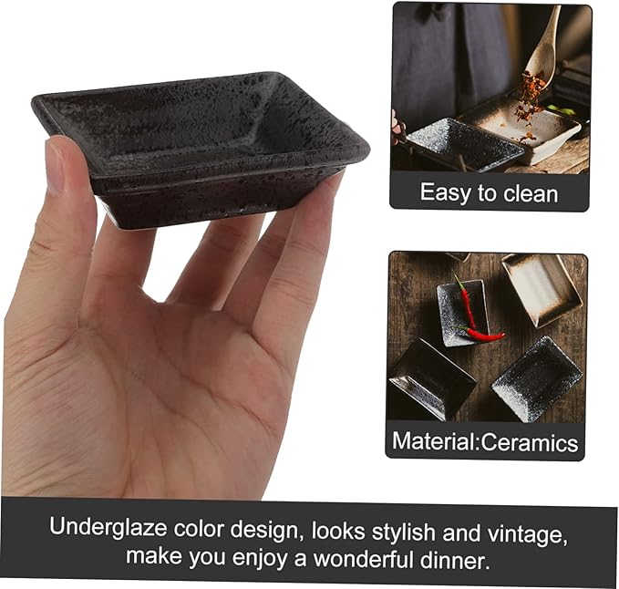 ABOOFAN 3pcs Ceramic Dipping Sauce Dish Seasoning Plates for Appetizers Bbq and Outdoor Dining Vintage Underglaze Design Lightweight and Portable