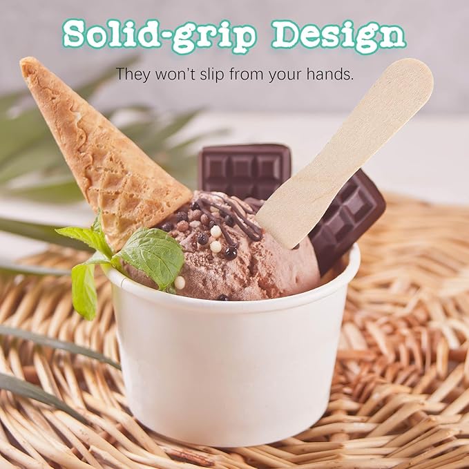 Nuogo 500 Pcs Wooden Ice Cream Sample Spoons Bulk 3'' Disposable Honey Gelato Tasting Sticks Cutlery Mini Wood Chocolate Hot Cocoa Essential Small Wedding Dessert Spoon for Eating Sampling Craft