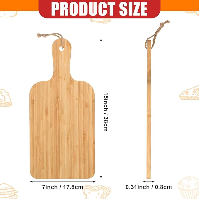 Tanlade 18 Pcs Cutting Board Bulk 15" x 7" Bamboo Chopping Board with Handle Wood Charcuterie Plank Engraving Serving Kitchen Planks for Wedding Housewarming Gift