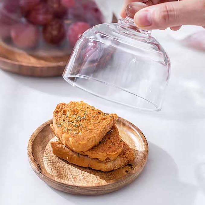 Charcuterie Snow Globes, Mini Cake Stand with Dome Lid, Charcuterie Snow Globe Container, Individual Charcuterie Boards for Cookie, Pastries, Cupcake, for Wedding Birthday Holiday Dessert Display (1pc)