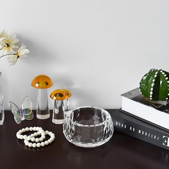 Crystal Candy Dish Hand-Cut Decorative Bowl W4.7 x H2.4 for Home Decor, Comes With Gift Box