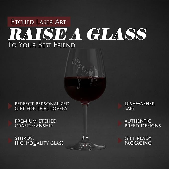 Etched Laser Art Azawakh Personalized Dog Themed Etched 12.75oz Wine Glass Custom Dog Breed Wine Glasses, Ideal for Pet Lovers, Unique Birthday Gift for Men & Women, Personalized Gift