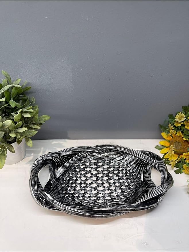 Tray Decorative Polyester Serving Tray Silver Black Antique Abstract Style for Home Decor, One Piece - Silver Black Antique, One Size