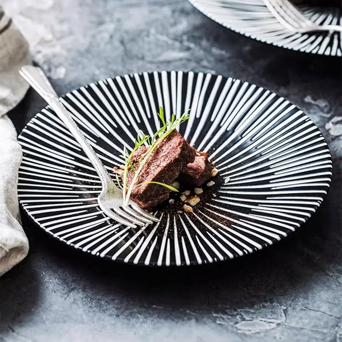 Kitchen Plates Creative Western Pasta Steak Plate Restaurant Cold Dish Plate Appetizer Plate Commercial Noodle Soup Bowl Deep Plate Restaurant Plates(20.5cm)