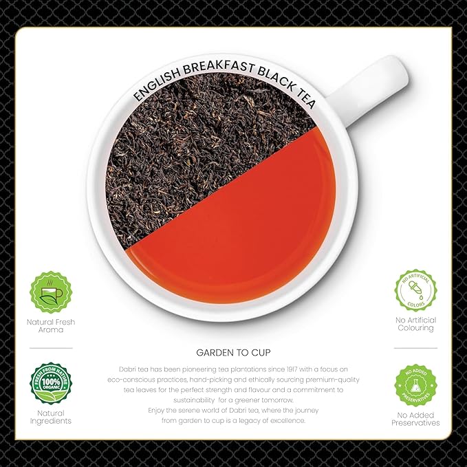 Dabri English Breakfast Black Tea Bags (100 Double Chamber Tea bags)
