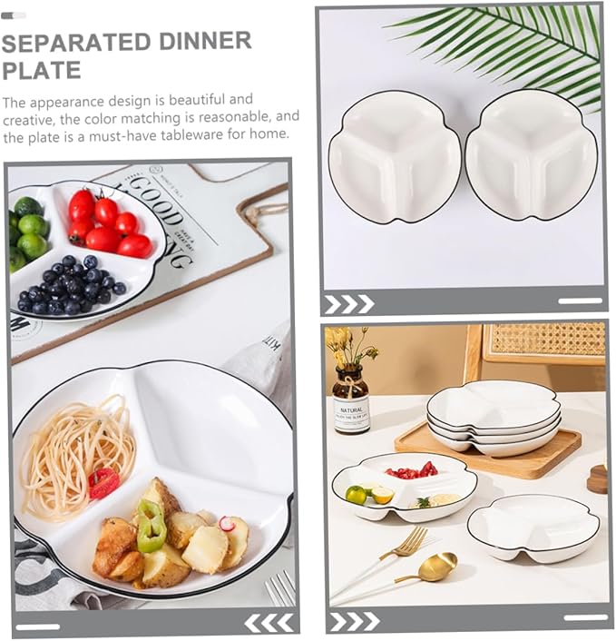 Zerodeko Ceramic Plates Divided Dinner Plate Sections for Salad Dessert Dish Serving