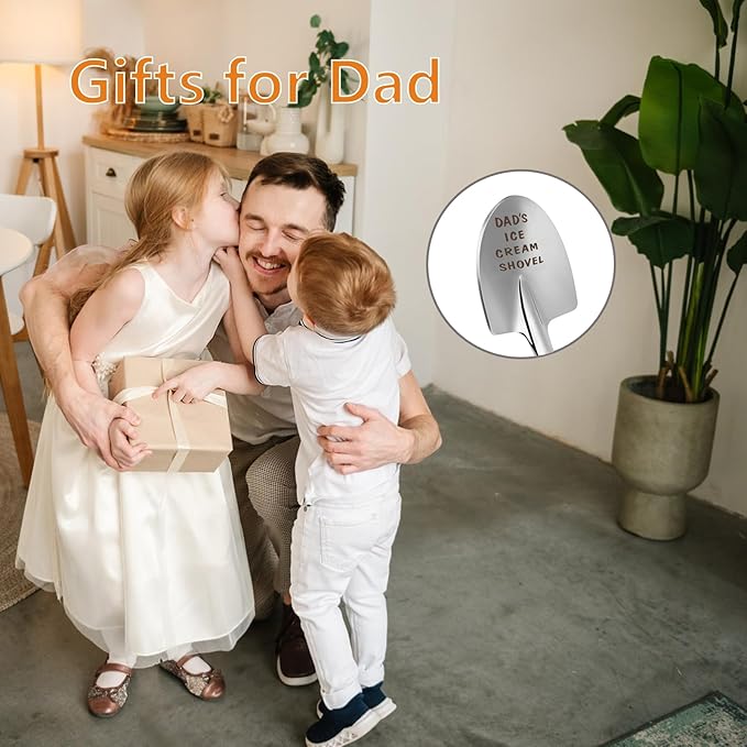 Fathers Day Dad Gifts from Daughter Son Wife,Fathers Day Birthday Christmas Gifts for Dad,Funny Ice Cream Spoon,Funny Engraved Stainless Steel Spoon Shovel.
