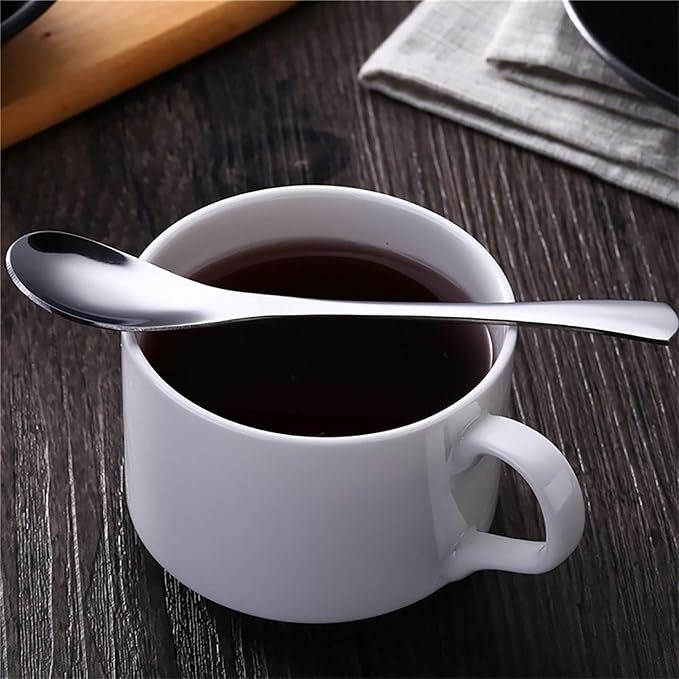VANRA 4.9in 4-Piece Tea Spoons Set Stainless Steel Coffee Appetizer Dessert Spoon Serving Spoon Teaspoon Silver Flatware Set of 4