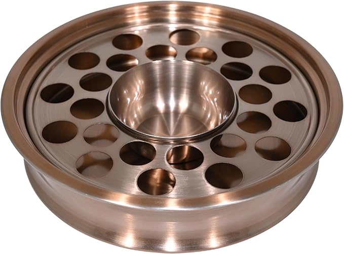 Communion Tray | Holy Stackable Cup Trays for Churches | Portable Communion Tray with 24 Holes Disk | Stainless Steel – Rose Gold Copper Finish