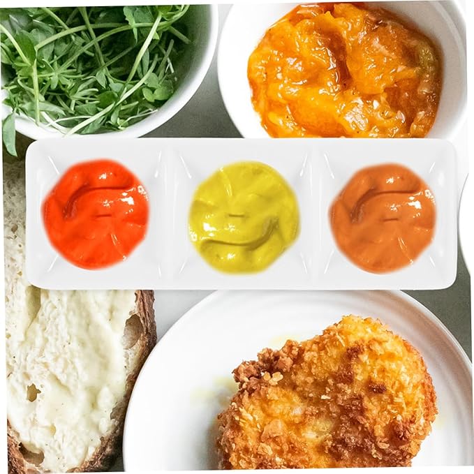 8pcs Ceramic Divided Sauce Dish Compartment Appetizer Tray for Snacks and Dipping Sauces Minimalist Serving Bowl for Casual and Formal Gatherings