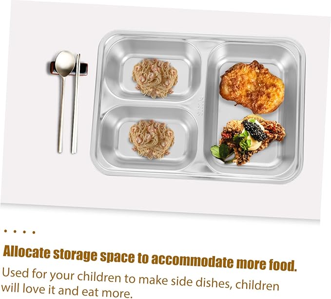 Luxshiny 2pcs Stainless Steel Serving Plates Food Divided Plate Serving Trays for Party Food