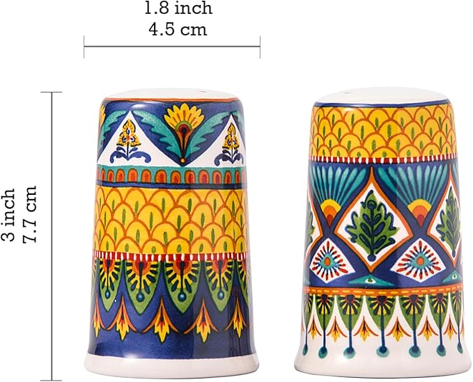 Bico Havana Ceramic Salt & Pepper Shaker Set, for Kitchen or Decor, Dishwasher Safe