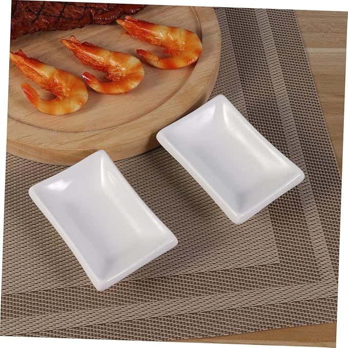 Veemoon Rectangle Soy Dish 2 Pcs 3 Inch Sauce Plates for Appetizer Serving Japanese-style Condiment Plate