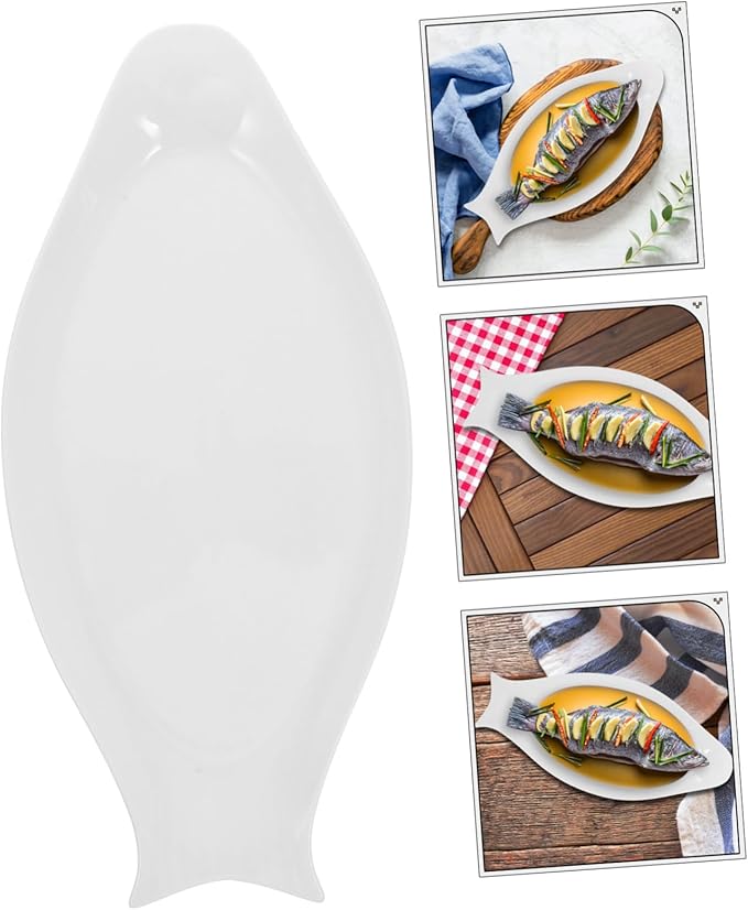 GLEAVI Pure White Oval Plate Ceramic Steamed Plate Household Kitchen Serving Platter for Home and Restaurant Use