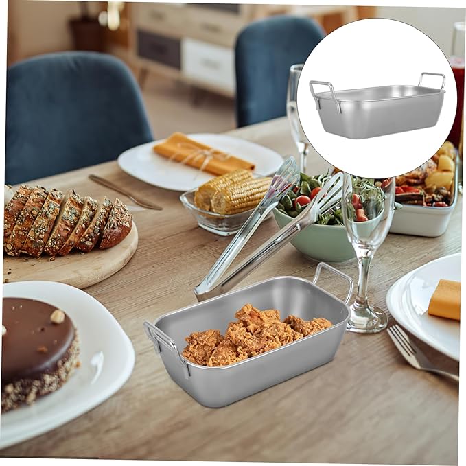 Unomor 2sets Stainless Steel Snack Serving Tray Storage Tray for Parties BBQ and Picnics Easy to Clean with Smooth Surface Multi Purpose Food Container 2pcs*2
