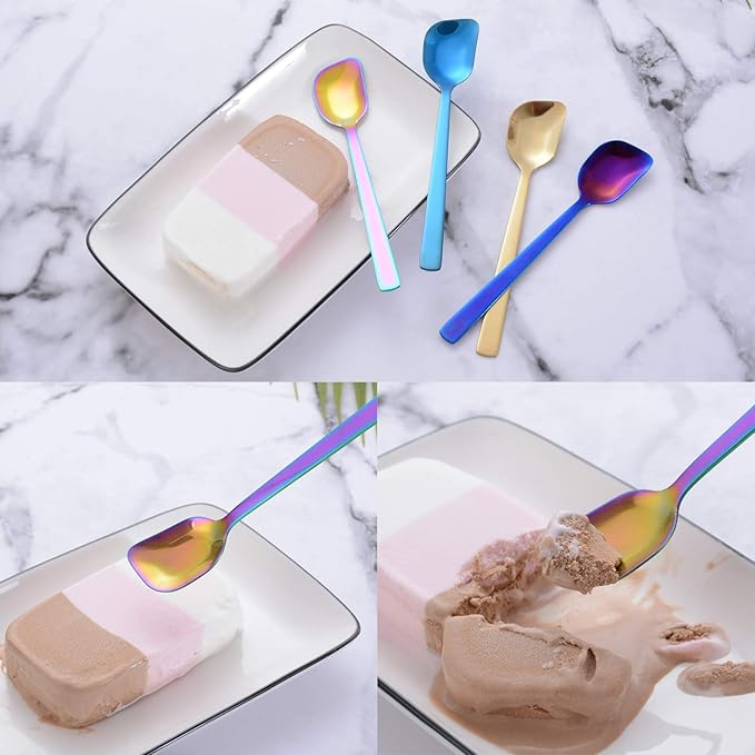 Nirosta Yogurt Spoon, Stainless Steel Gelato/ Ice Cream Spoon, Fruit Spoon, Dessert Spoon, 6.4-inch, Set of 6