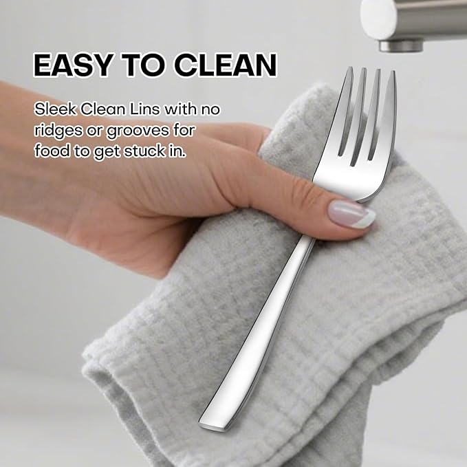 Lazycorner Silverware Set for 8, 18/10 Stainless Steel Flatware Set, 40-Piece Mirror Polished Modern Cutlery Set include Fork Knife Spoon Set(Dishwasher Safe)