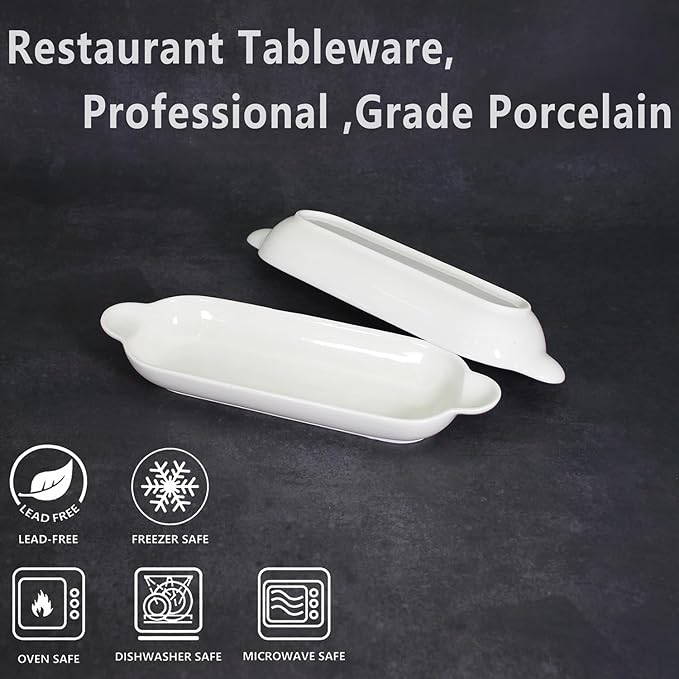 Ceramics Olive Plate, Olive cookies Tray - Large, Chip Resistant, White Porcelain Olive Canoe, Dishwasher Safe, For Snacks, Condiments, Appetizers11.2 Inch