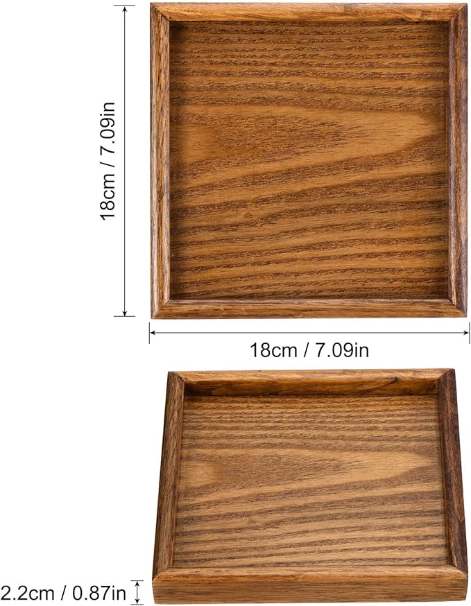 PATIKIL Wood Serving Tray 7 Inch, Square Decorative Platter for Home Decor Kitchen Table Candle Holder, Brown